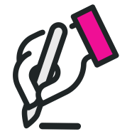 icona con una mano e una penna che rappresenta la scrittura di un articolo da parte di un giornalista